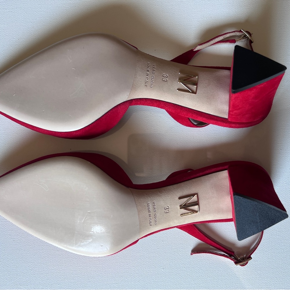 Remara Mellon Suede Slingback Pumps- Red, 9 - Picture 6 of 8